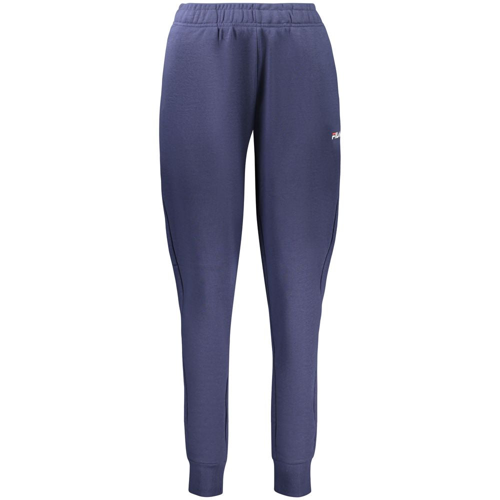 Blue Fila women's organic cotton sweatpants with elastic waistband and relaxed fit, casual and comfortable for everyday wear.