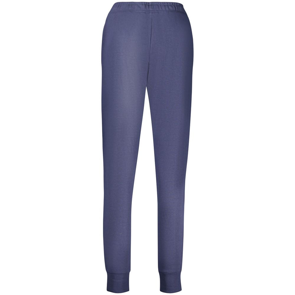 Fila blue organic cotton women's sweatpants, relaxed fit with elastic waistband and cuffs, casual and comfortable loungewear.