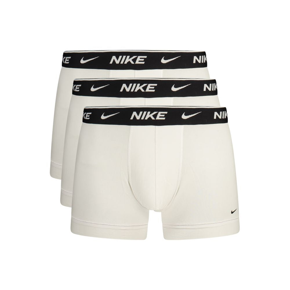 White cotton Nike men's boxer shorts with a comfortable fit, featuring an elastic waistband and classic Nike branding.