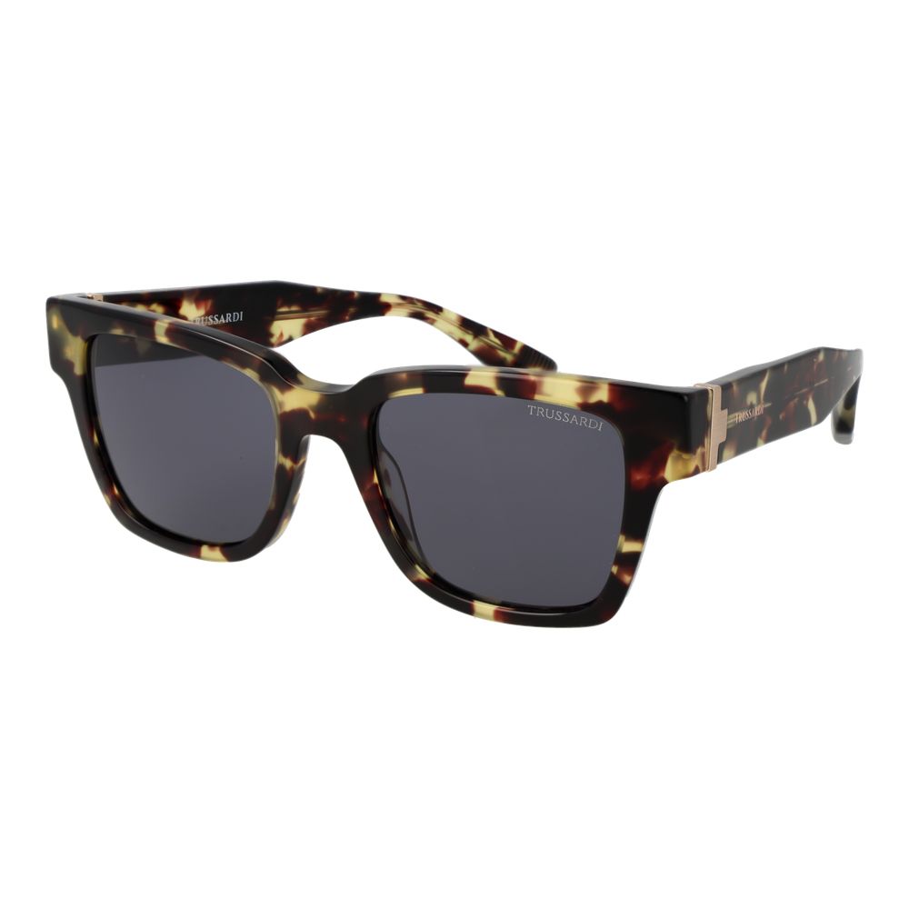 Trussardi brown acetate sunglasses with rounded frames and dark lenses, stylish eyewear for a sophisticated look.