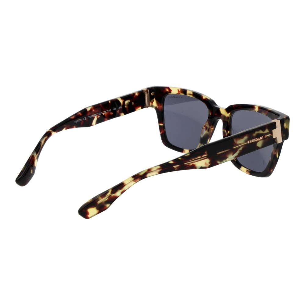 Trussardi brown acetate sunglasses with rounded frames and tinted lenses, stylish and protective eyewear.