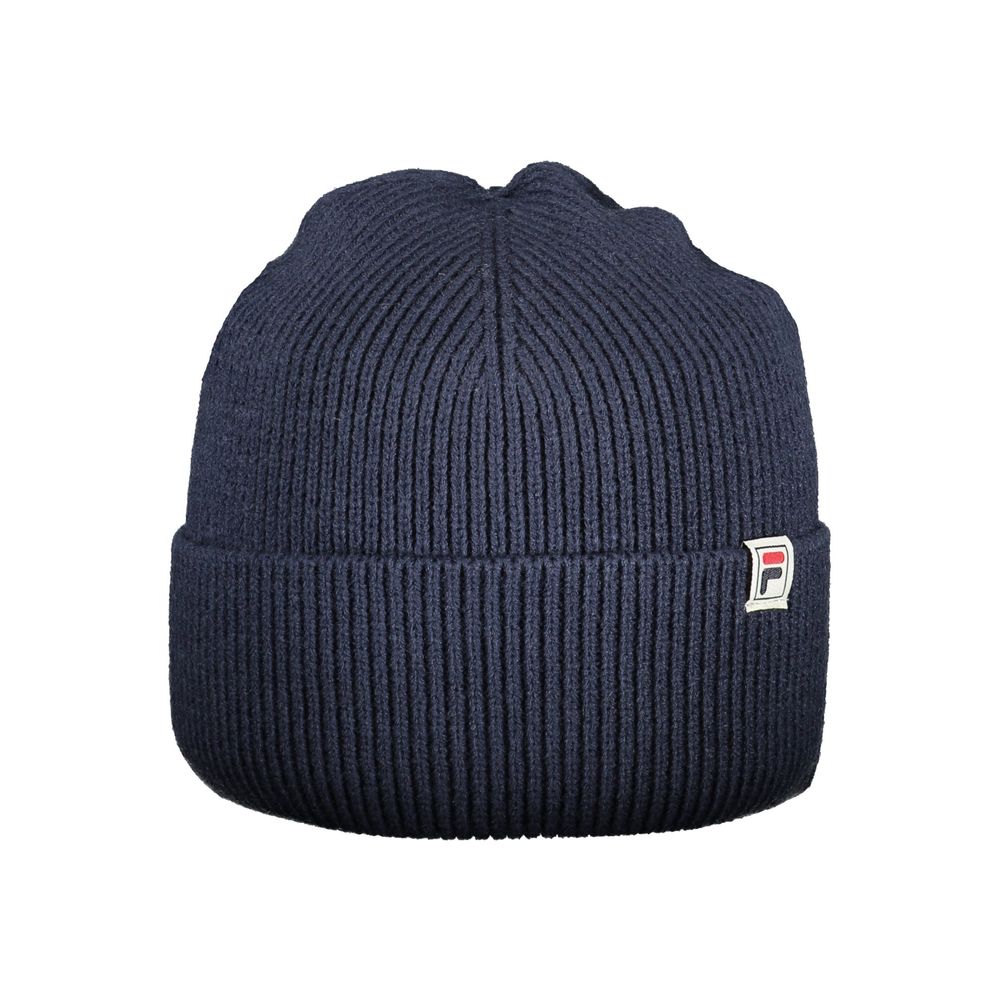 Fila blue acrylic men's cap with curved brim and adjustable strap, featuring the brand logo on the front.