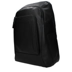 Piquadro black leather backpack with adjustable shoulder straps, multiple compartments, and sleek, professional design.