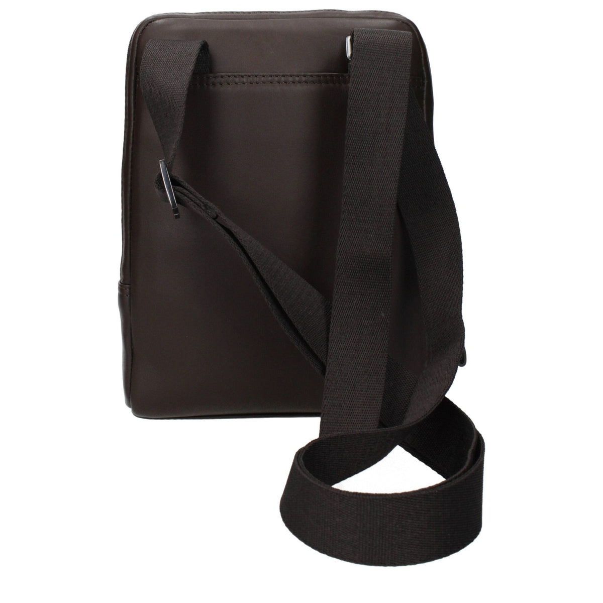 Piquadro brown leather crossbody bag with adjustable strap and sleek design, ideal for carrying essentials in style.