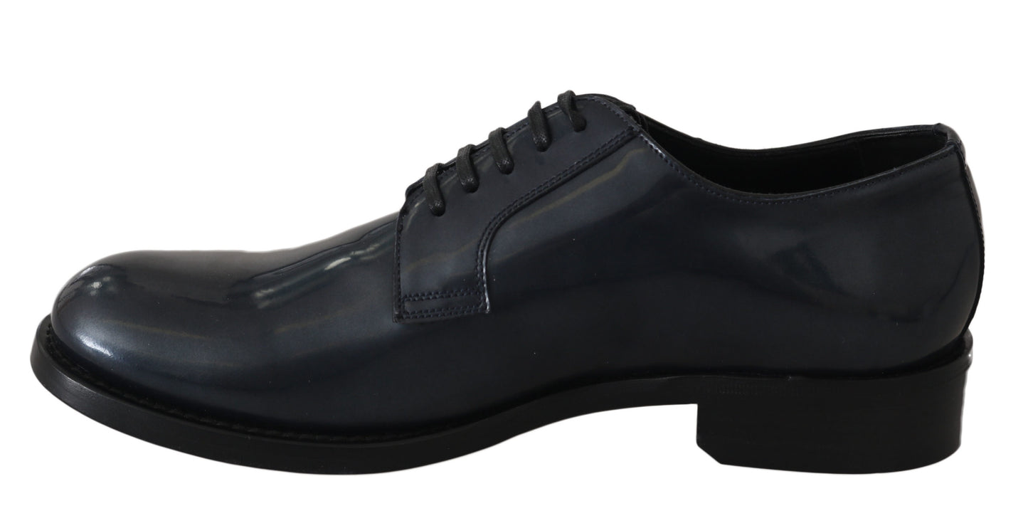 Dolce & Gabbana Blue Leather Derby Dress Formal Shoes Dolce & Gabbana