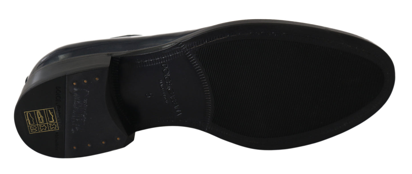 Dolce & Gabbana Blue Leather Derby Dress Formal Shoes Dolce & Gabbana