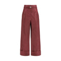 Fendi Bordeaux Silk Casual Pants Fendi