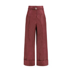 Fendi Bordeaux Silk Casual Pants Fendi