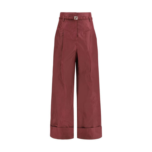 Fendi Bordeaux Silk Casual Pants Fendi
