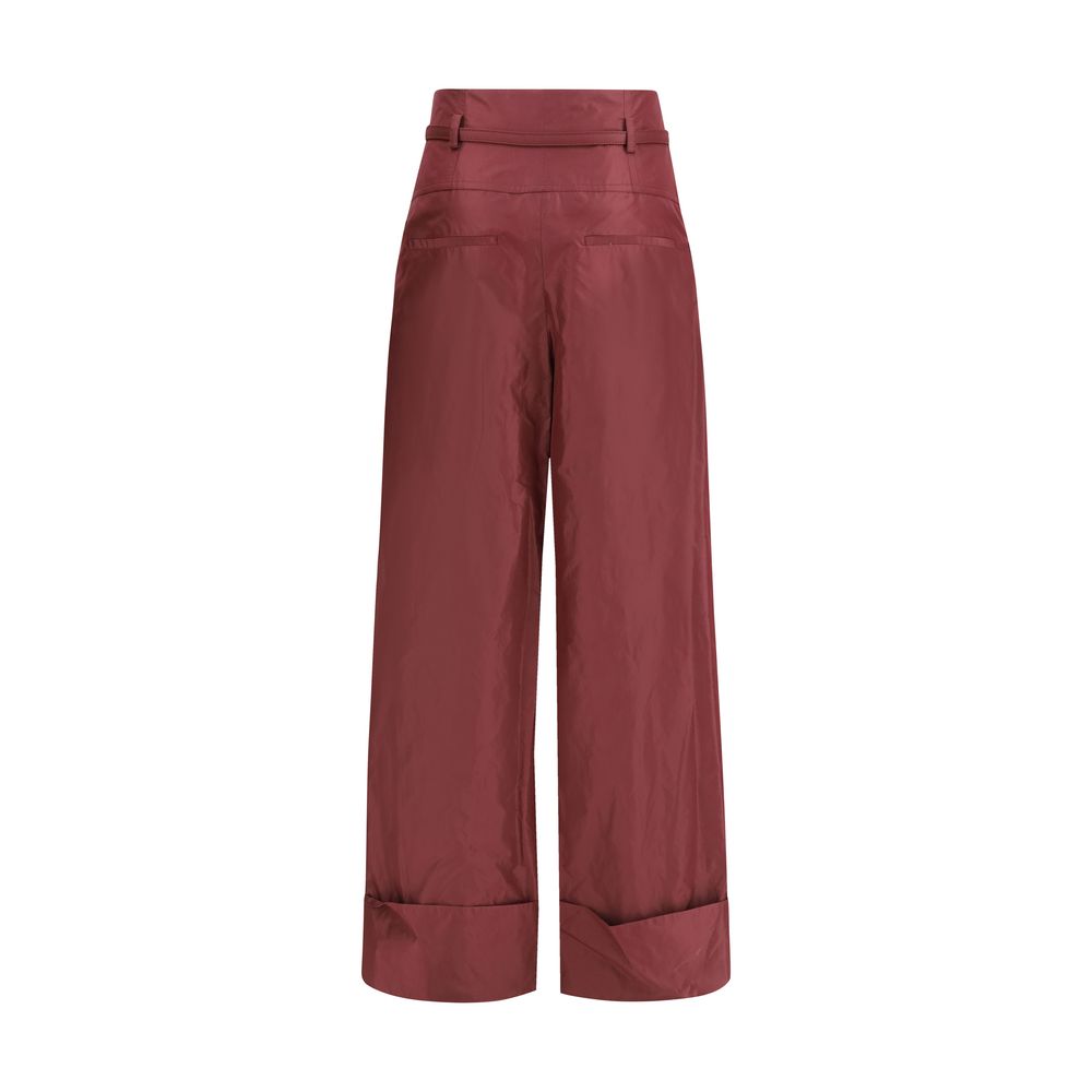 Fendi Bordeaux Silk Casual Pants Fendi