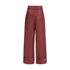 Fendi Bordeaux Silk Casual Pants Fendi