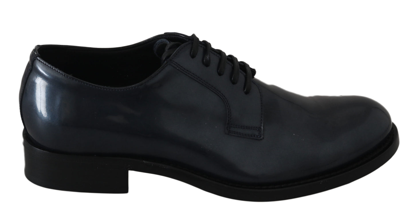 Dolce & Gabbana Blue Leather Derby Dress Formal Shoes Dolce & Gabbana