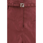 Fendi Bordeaux Silk Casual Pants Fendi