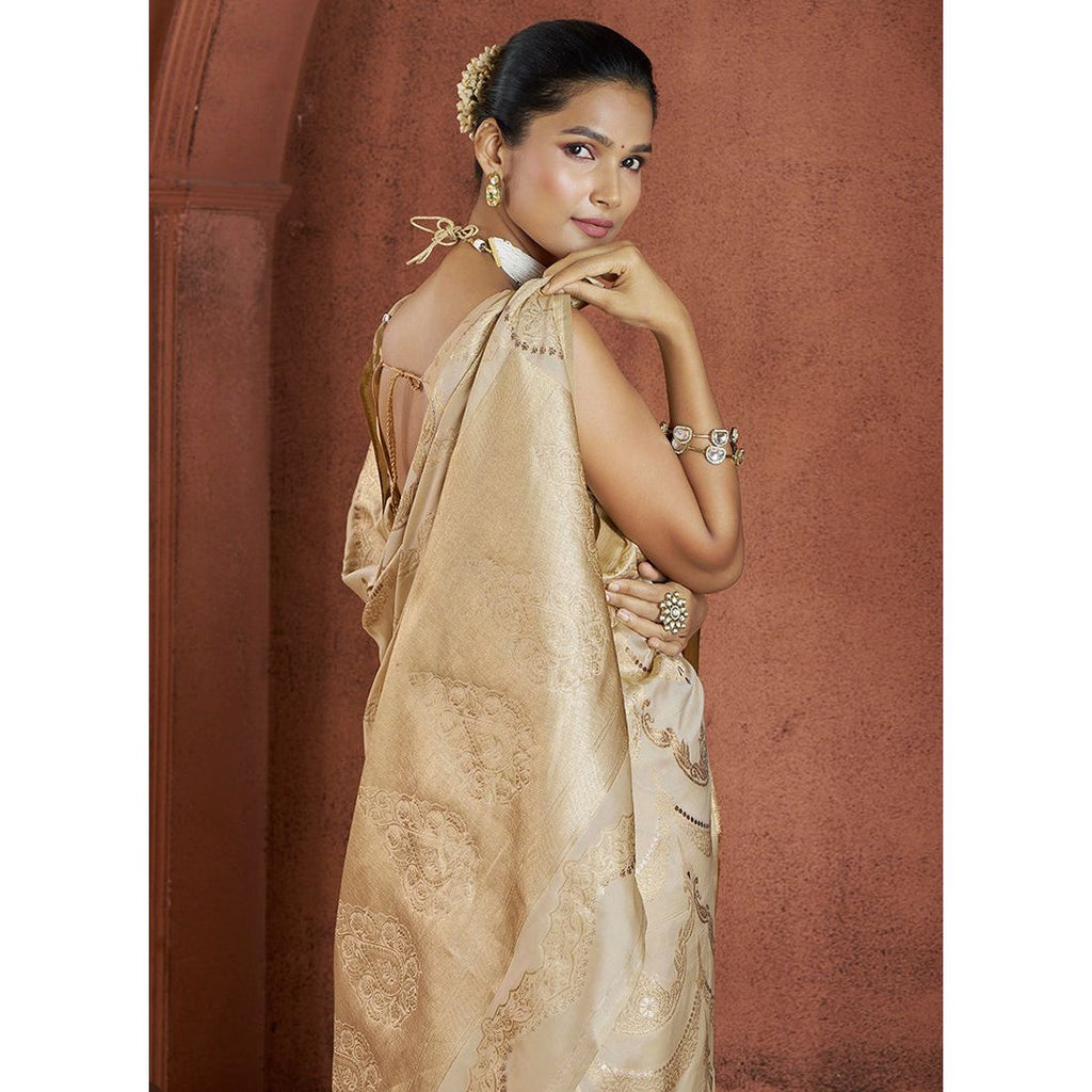 Banarasi Silk Festival Wear Saree - Beige 1137