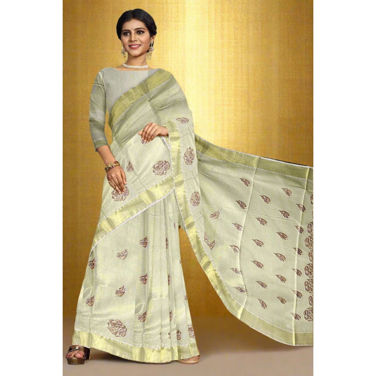 Handloom Tissue Silk Saree - Eljoys Fashion 