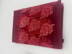 Net Saree in Burgundy with Silver red embroidery 1163 Eljoys Fashion