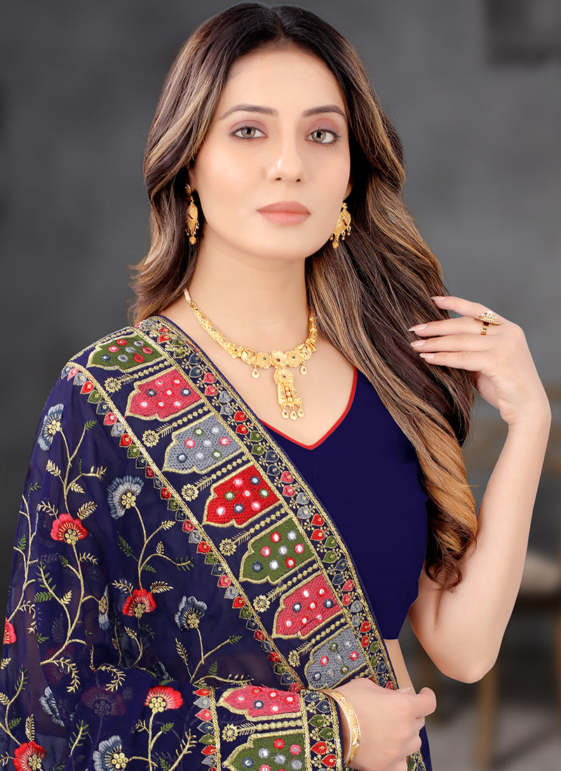 Georgette Festival Wear Sequins Work Saree  Blue