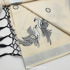 Tissue Silk South Indian Saree - birds design silver and black combo Eljoys Fashion
