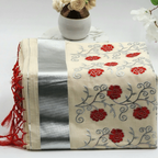Tissue silk Saree in floral design Red with Silver lining Eljoys Fashion