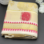 Traditional Kerala saree Peacock design in red and golden hues Eljoys Fashion