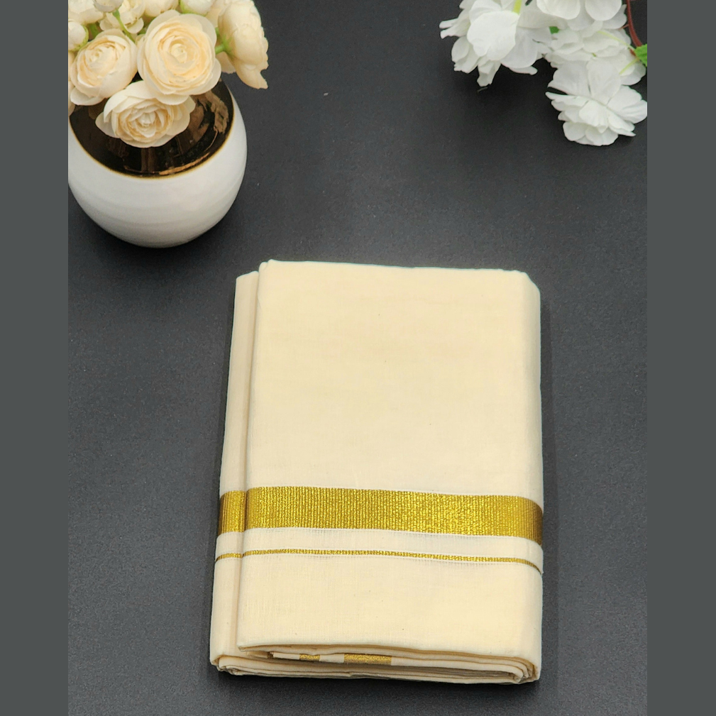 Dhoti(Mundu)  Kerala style True Gold Bold Line - Eljoys Fashion 