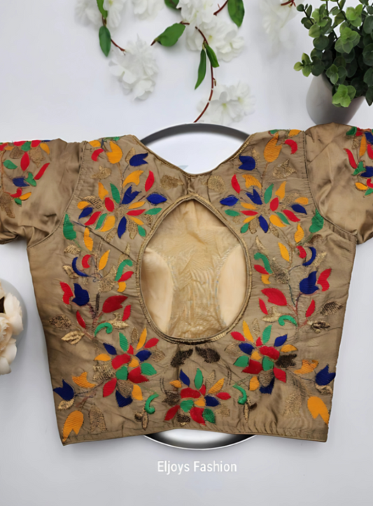 Embroidered Sequined blouse with Sleeve in vibrant colors - Free size