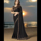 Silk Pattern Bollywood party wear Indian Saree Black 1119