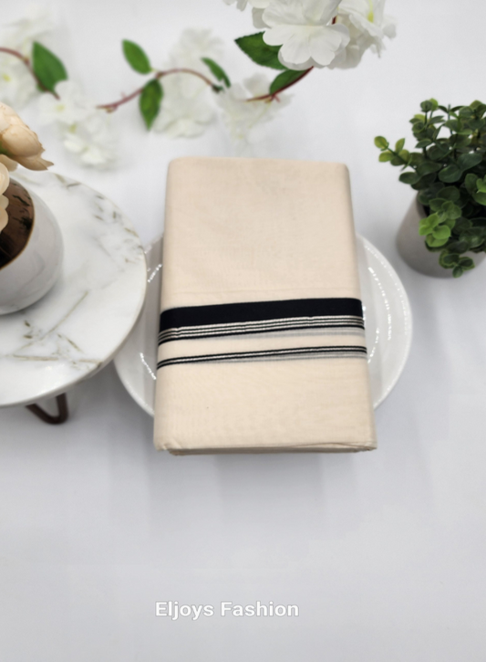 Dhoti with silver and black lining