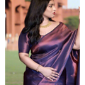 Soft Lichi Silk Designer Saree Jaqard work Navy Blue 1113