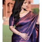 Soft Lichi Silk Designer Saree Jaqard work Navy Blue 1113