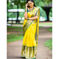 Soft Lichi Silk Designer Saree Yellow 1112