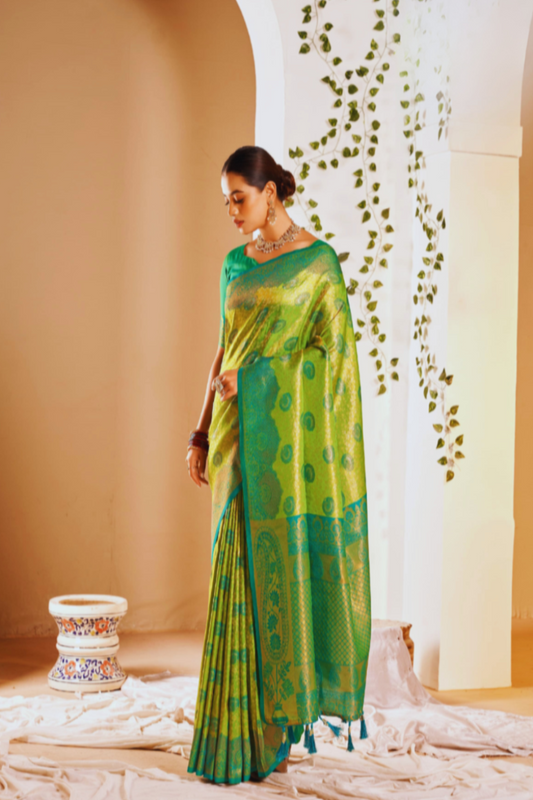 Sawari  Pattu Silk Designer Wedding Wear Saree Apple Green