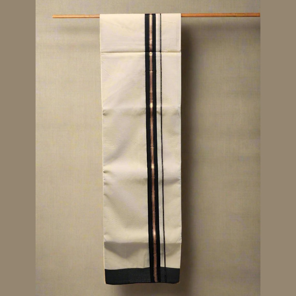 Dhoti Black and copper Border Eljoys Fashion