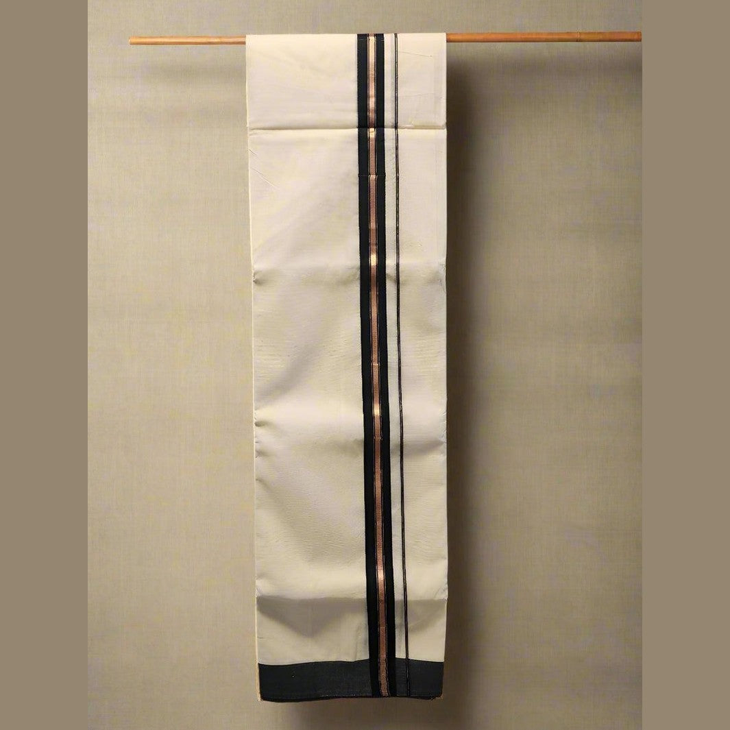 Dhoti Black and copper Border Eljoys Fashion
