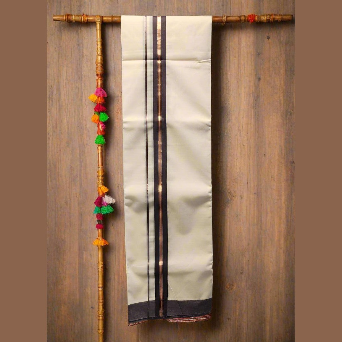 Dhoti Dark Brown Copper Lining Eljoys Fashion