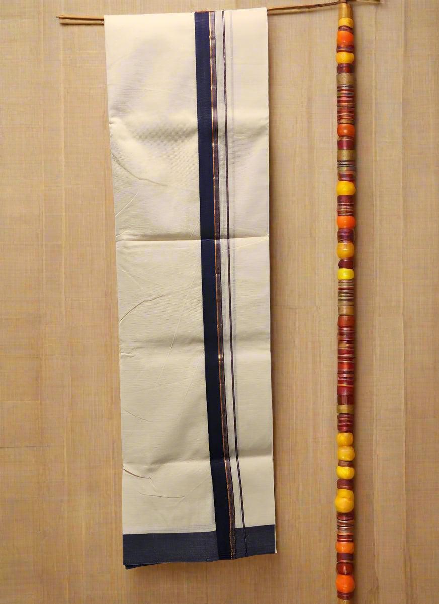 Dhoti Violet and copper border Eljoys Fashion