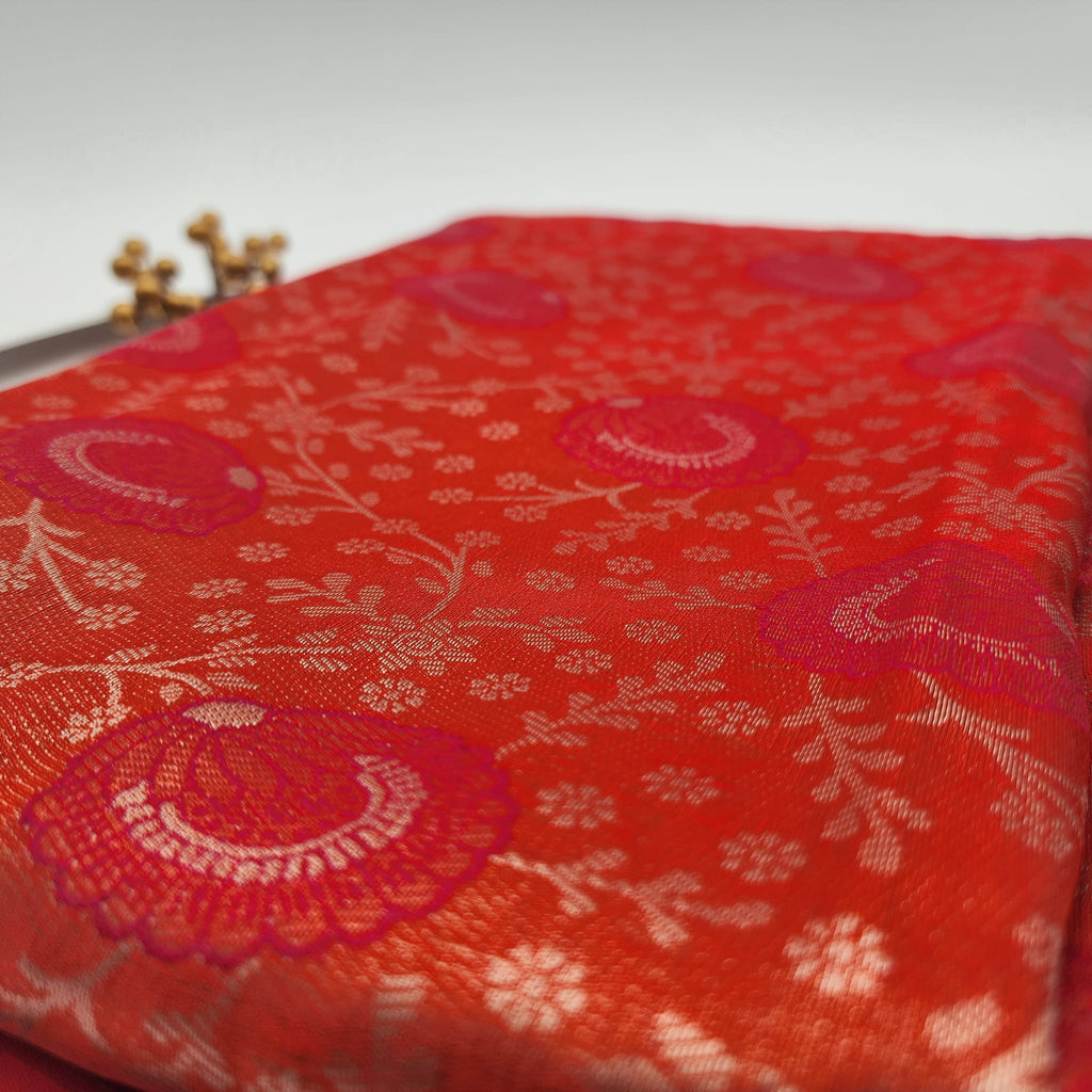 Sawari Pattu Silk Designer Saree Orange Red 1124