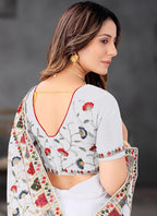 Georgette Festival Wear Sequins Work Saree White Eljoys Fashion