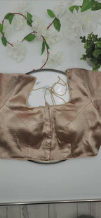Brocade Silk blouse in chocolate and golden color with sleeve