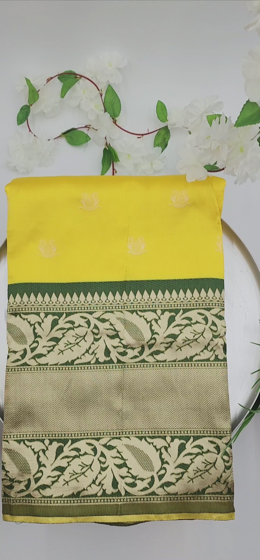 Soft Lichi Silk Designer Saree Yellow 1112