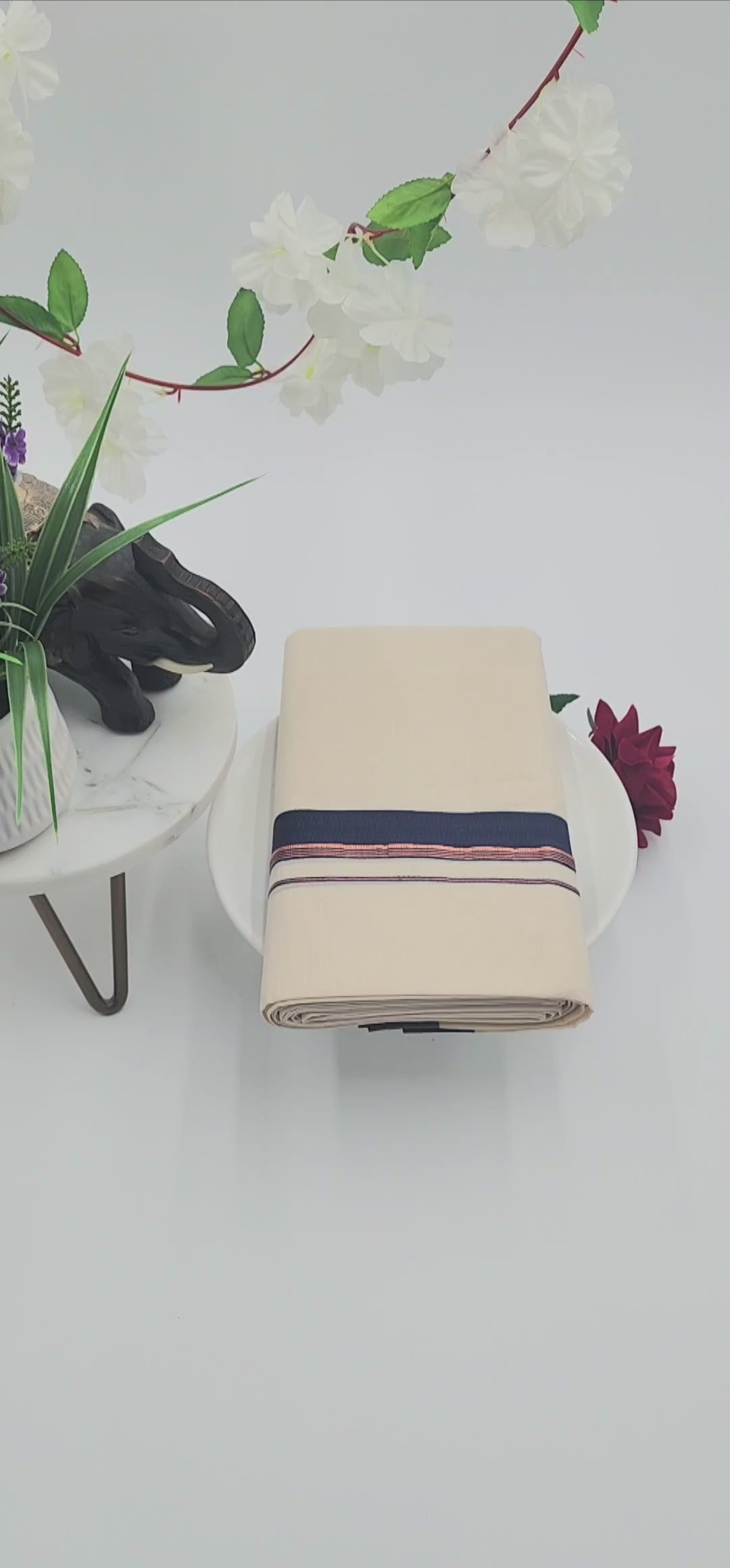 Dhoti Violet and copper border