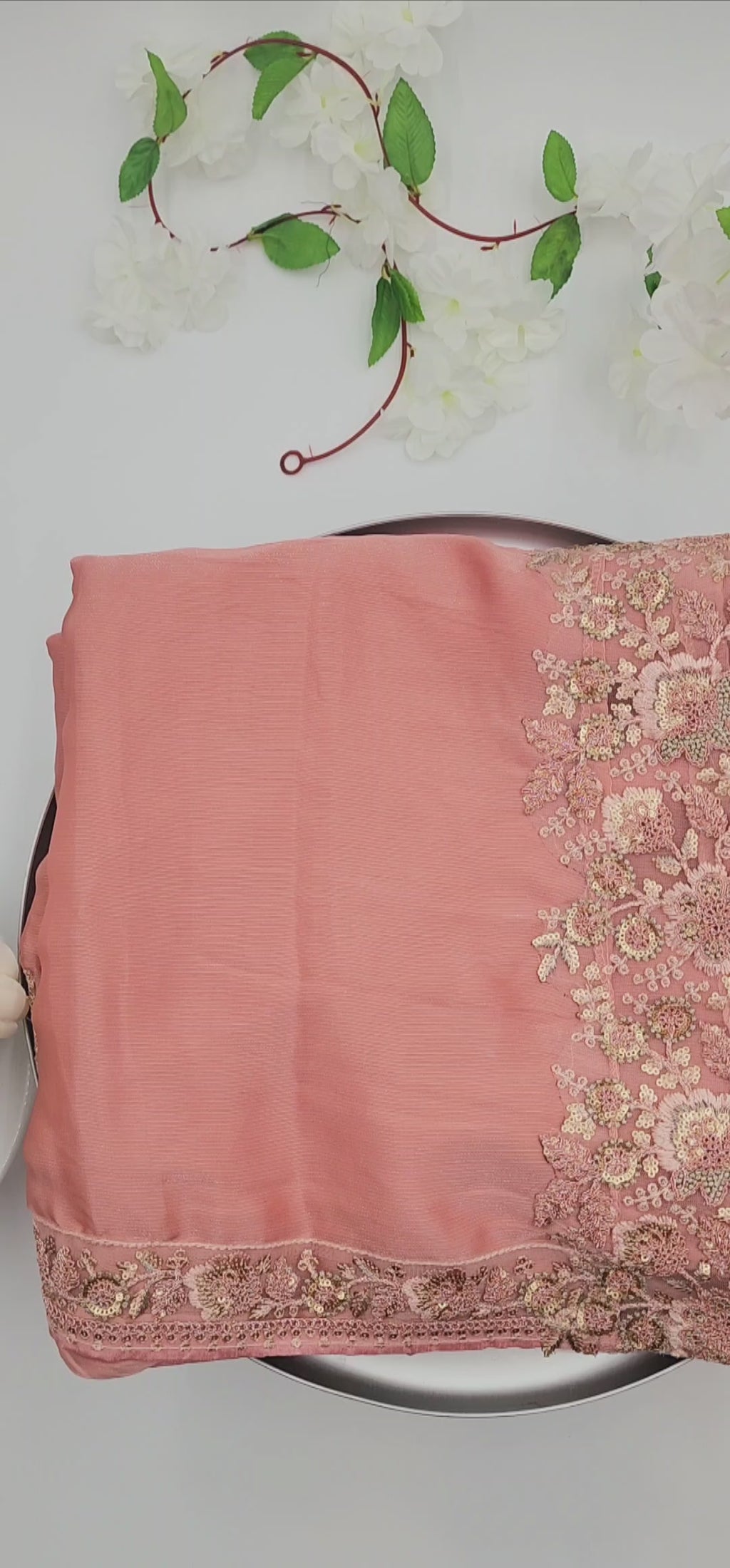 Bollywood Designer Fancy Partywear Saree Soft silk  -  Peach 1109
