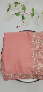 Bollywood Designer Fancy Partywear Saree Soft silk  -  Peach 1109