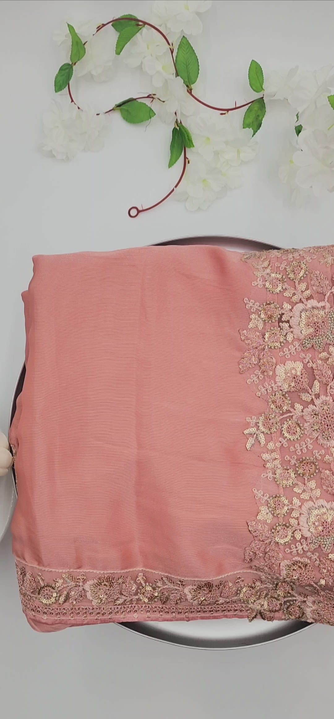 Bollywood Designer Fancy Partywear Saree Soft silk  -  Peach 1109