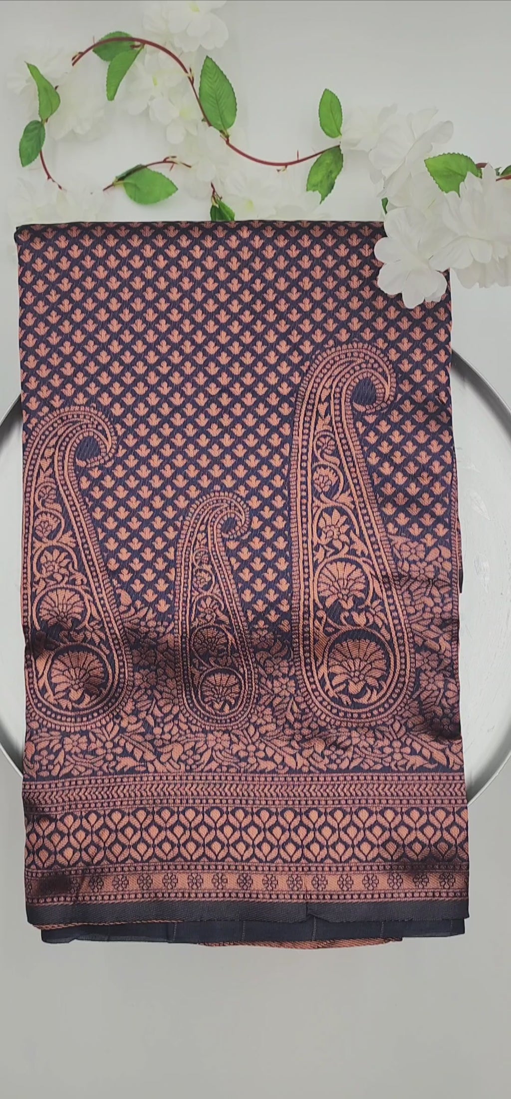 Soft Lichi Silk Designer Saree  Jaqard work Navy Blue 1113