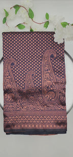 Soft Lichi Silk Designer Saree  Jaqard work Navy Blue 1113