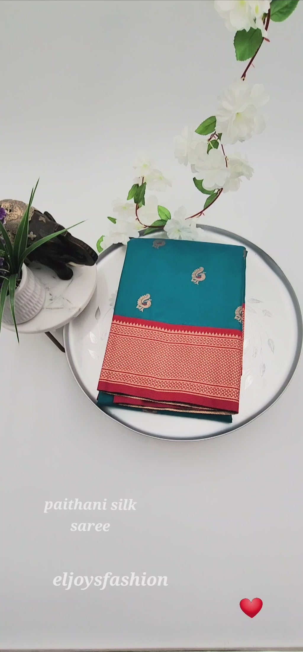 Paithani Soft Peshwai Designer Wedding Saree Greenish blue  and Red Combo 1123