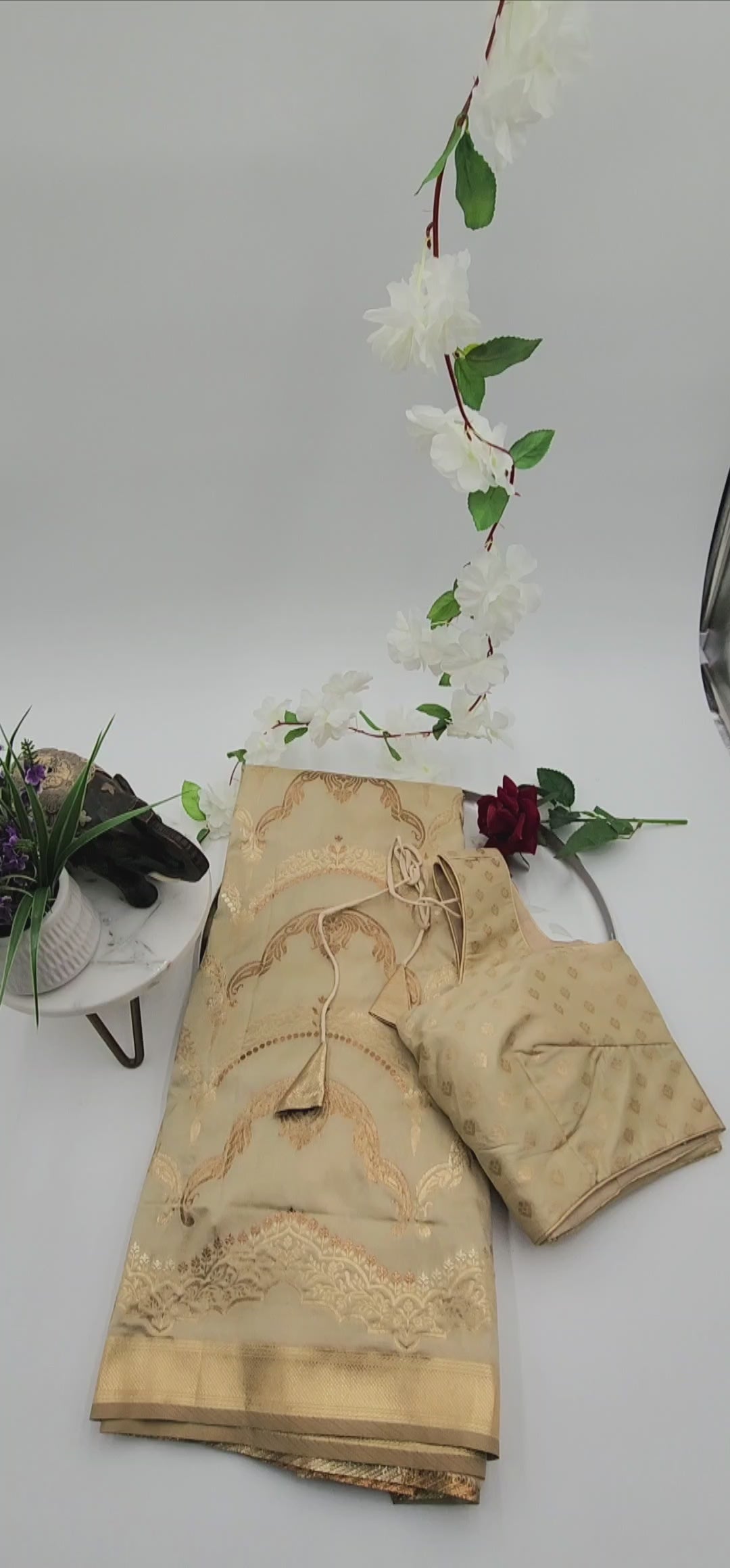 Banarasi Silk Festival Wear Saree - Beige 1137