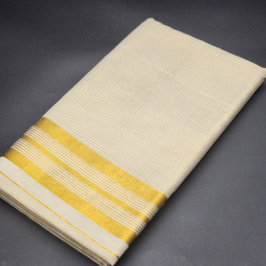 Tissue Silk full body small gold box line saree with small and large border lines 2138 Eljoys Fashion