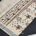 Saree printed in black orange village theme 2151